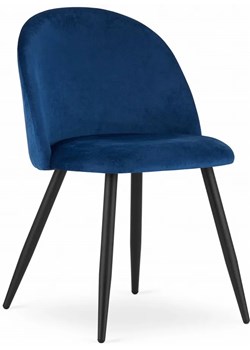 Granatowe welurowe krzesło nowoczesne - Pritix ze sklepu Edinos.pl w kategorii Krzesła - zdjęcie 173696264