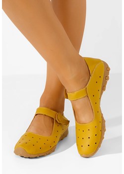 Żółte baleriny z paskiem Flary ze sklepu Zapatos w kategorii Balerinki - zdjęcie 173699181