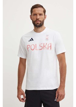 adidas Performance t-shirt Poland męski kolor biały z nadrukiem JF6672 ze sklepu ANSWEAR.com w kategorii T-shirty męskie - zdjęcie 173704434