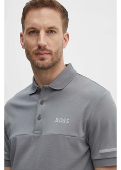 Boss Green polo męski kolor szary gładki 50505849 ze sklepu ANSWEAR.com w kategorii T-shirty męskie - zdjęcie 173704602