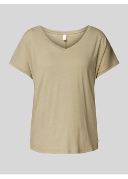 T-shirt lniany z dekoltem w serek ze sklepu Peek&Cloppenburg  w kategorii Bluzki damskie - zdjęcie 173705261
