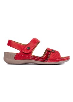 Wygodne czerwone sandały damskie ze sklepu ButyModne.pl w kategorii Sandały damskie - zdjęcie 173705763