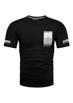 Koszulka bawełniana męska t-shirt z printem czarny Recea ze sklepu Recea.pl w kategorii T-shirty męskie - zdjęcie 173706050