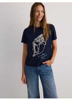 Reserved - T-shirt z nadrukiem - granatowy ze sklepu Reserved w kategorii Bluzki damskie - zdjęcie 173708481