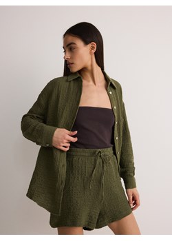 Reserved - Koszula z bawełnianego muślinu - oliwkowy ze sklepu Reserved w kategorii Koszule damskie - zdjęcie 173709830
