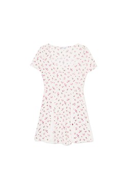 Cropp - Sukienka mini z wiskozy w kwiaty - biały ze sklepu Cropp w kategorii Sukienki - zdjęcie 173710672