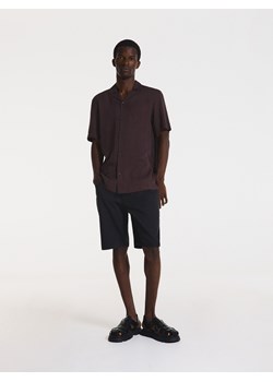 Reserved - Koszula regular fit z wiskozy - ciemnobrązowy ze sklepu Reserved w kategorii Koszule męskie - zdjęcie 173710803