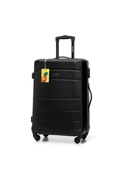 Średnia walizka z ABS - u żłobiona z identyfikatorem czarna ze sklepu WITTCHEN w kategorii Walizki - zdjęcie 173711221