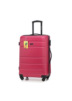 Średnia walizka z ABS - u żłobiona z identyfikatorem różowa ze sklepu WITTCHEN w kategorii Walizki - zdjęcie 173711222