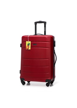 Średnia walizka z ABS - u żłobiona z identyfikatorem czerwona ze sklepu WITTCHEN w kategorii Walizki - zdjęcie 173711223