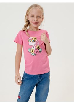 Sinsay - Koszulka z nadrukiem - różowy ze sklepu Sinsay w kategorii Bluzki dziewczęce - zdjęcie 173713764