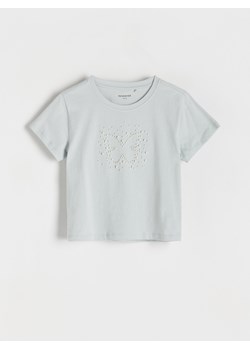 Reserved - T-shirt z aplikacją - jasnoszary ze sklepu Reserved w kategorii Bluzki dziewczęce - zdjęcie 173714242