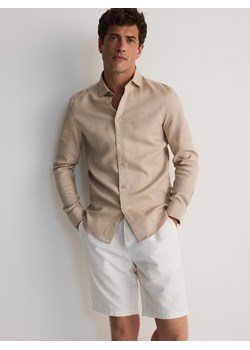 Reserved - Koszula regular z lnem - beżowy ze sklepu Reserved w kategorii Koszule męskie - zdjęcie 173714343