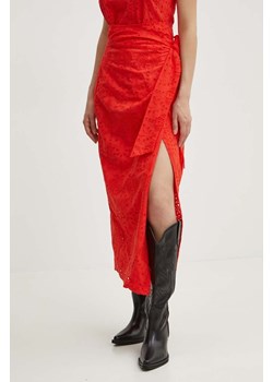 Never Fully Dressed spódnica bawełniana Jaspre Skirt kolor czerwony midi rozkloszowana NFDSK455 ze sklepu ANSWEAR.com w kategorii Spódnice - zdjęcie 173714573