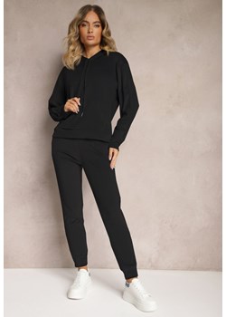Czarny Komplet Dresowy o Welurowym Wykończeniu Tandrea ze sklepu Renee odzież w kategorii Dresy damskie - zdjęcie 173716434