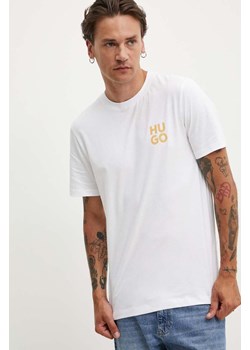HUGO t-shirt bawełniany męski kolor biały z nadrukiem 50522434 ze sklepu ANSWEAR.com w kategorii T-shirty męskie - zdjęcie 173717691