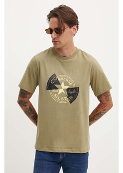 Converse t-shirt bawełniany kolor zielony z nadrukiem 10026427-A03 ze sklepu ANSWEAR.com w kategorii T-shirty męskie - zdjęcie 173718052