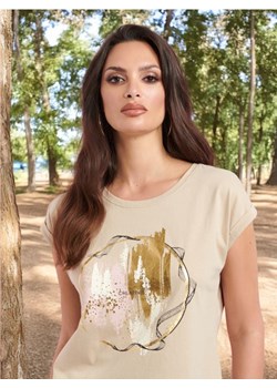 Sinsay - Koszulka z nadrukiem - beżowy ze sklepu Sinsay w kategorii Bluzki damskie - zdjęcie 173720320