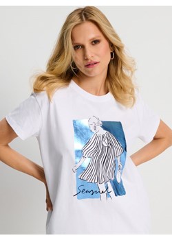 Sinsay - Koszulka z nadrukiem - biały ze sklepu Sinsay w kategorii Bluzki damskie - zdjęcie 173720384