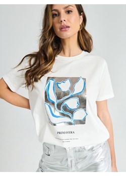Sinsay - Koszulka z nadrukiem - kremowy ze sklepu Sinsay w kategorii Bluzki damskie - zdjęcie 173720421