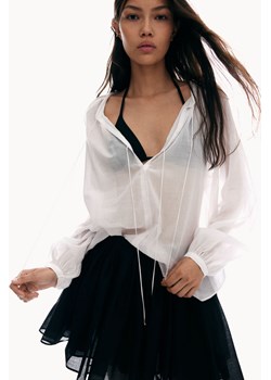 H & M - Bluzka z wiązanym detalem - Biały ze sklepu H&M w kategorii Bluzki damskie - zdjęcie 173722153