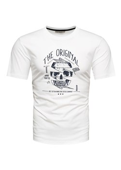 Koszulka bawełniana męska t-shirt z printem biały Recea ze sklepu Recea.pl w kategorii T-shirty męskie - zdjęcie 173723054
