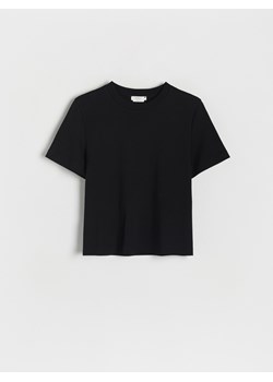 Reserved - T-shirt z merceryzowanej bawełny - czarny ze sklepu Reserved w kategorii Bluzki damskie - zdjęcie 173725082