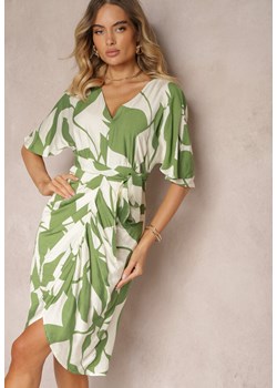 Zielona Sukienka o Taliowanym Kroju Wiązana w Pasie Nellsiah ze sklepu Renee odzież w kategorii Sukienki - zdjęcie 173726770