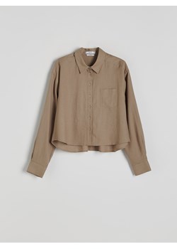 Reserved - Koszula z lnem - brązowy ze sklepu Reserved w kategorii Koszule damskie - zdjęcie 173730651