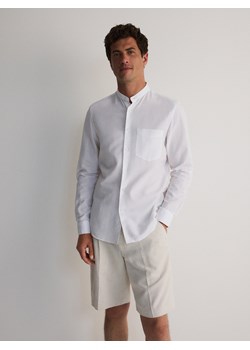 Reserved - Koszula regular fit z domieszką lnu - biały ze sklepu Reserved w kategorii Koszule męskie - zdjęcie 173731000