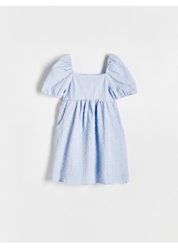 Reserved - Bawełniana sukienka z bufkami - jasnoniebieski ze sklepu Reserved w kategorii Sukienki dziewczęce - zdjęcie 173731043