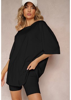 Czarny T-shirt z Krótkim Rękawem z Bawełny Bavima ze sklepu Renee odzież w kategorii Bluzki damskie - zdjęcie 173731244