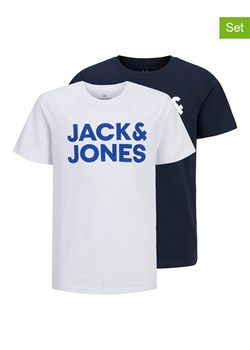 JACK &amp; JONES Junior Koszulki (2 szt.) &quot;Corp&quot; w kolorze granatowym i białym ze sklepu Limango Polska w kategorii T-shirty chłopięce - zdjęcie 173732281