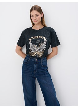 Mohito - T-shirt z nadrukiem - czarny ze sklepu Mohito w kategorii Bluzki damskie - zdjęcie 173733561