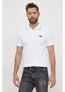 Calvin Klein polo męski kolor biały gładki ze sklepu ANSWEAR.com w kategorii T-shirty męskie - zdjęcie 173733822