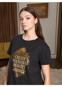 Sinsay - Koszulka z nadrukiem - czarny ze sklepu Sinsay w kategorii Bluzki damskie - zdjęcie 173734444