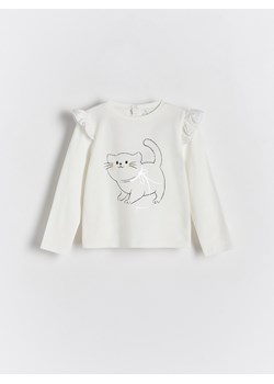 Reserved - Bawełniana koszulka z nadrukiem - złamana biel ze sklepu Reserved w kategorii Bluzki dziewczęce - zdjęcie 173734750