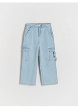 Reserved - Jeansy wide leg z kieszeniami cargo - niebieski ze sklepu Reserved w kategorii Spodnie dziewczęce - zdjęcie 173734850