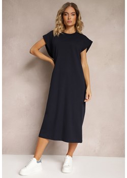 Granatowa Sukienka T-shirtowa z Krótkimi Szerokimi Rękawami Arisea ze sklepu Renee odzież w kategorii Sukienki - zdjęcie 173735182