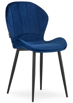 Komplet niebieskich aksamitnych krzeseł nowoczesnych 4 szt. - Edi ze sklepu Edinos.pl w kategorii Krzesła - zdjęcie 173736111