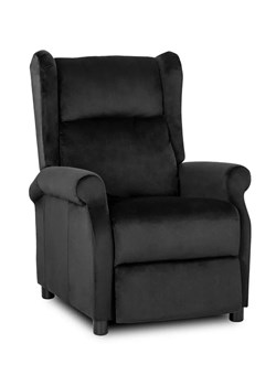 Czarny welurowy fotel uszak z funkcją rozkładania - Alvo ze sklepu Edinos.pl w kategorii Fotele - zdjęcie 173736290