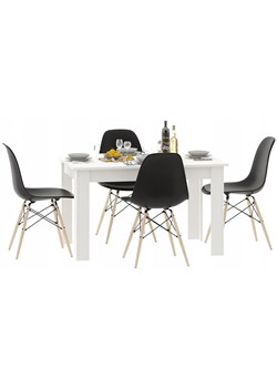 Biały minimalistyczny stół z 4 czarnymi krzesłami - Rezo ze sklepu Edinos.pl w kategorii Zestawy mebli kuchennych - zdjęcie 173736491