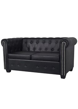 2-osobowa czarna sofa w stylu Chesterfield - Xavier 2Q ze sklepu Edinos.pl w kategorii Sofy i kanapy - zdjęcie 173736670