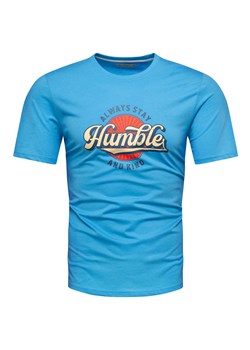 Koszulka bawełniana męska t-shirt z printem niebieski Recea ze sklepu Recea.pl w kategorii T-shirty męskie - zdjęcie 173737823