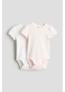 H & M - Body z krótkim rękawem 2-pak - Różowy ze sklepu H&M w kategorii Odzież dla niemowląt - zdjęcie 173739312
