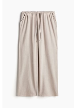 H & M - Spodnie bez zapięcia z domieszką lnu - Brązowy ze sklepu H&M w kategorii Spodnie damskie - zdjęcie 173739393