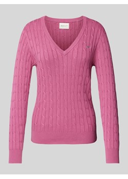 Sweter z dzianiny z wzorem warkocza ze sklepu Peek&Cloppenburg  w kategorii Swetry damskie - zdjęcie 173739614