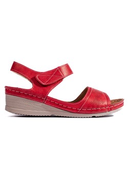 Czerwone sandały damskie na rzep ze sklepu ButyModne.pl w kategorii Sandały damskie - zdjęcie 173740014