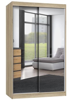 Szafa przesuwna z 2 lustrami 120 cm dąb sonoma - Stoflis 5X ze sklepu Edinos.pl w kategorii Szafy - zdjęcie 173743910