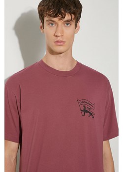 Carhartt WIP t-shirt bawełniany Stamp męski kolor różowy z nadrukiem I033670.2B006 ze sklepu PRM w kategorii T-shirty męskie - zdjęcie 173745191